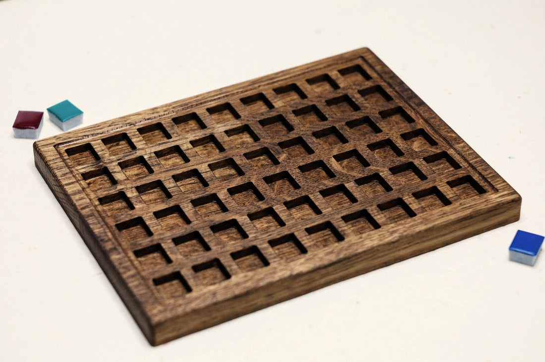 Palette d'aquarelle en bois (avec 54 demi-godets vides)