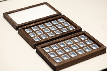 Coffret d'aquarelles de luxe en bois (avec 36 demi-godets vides)