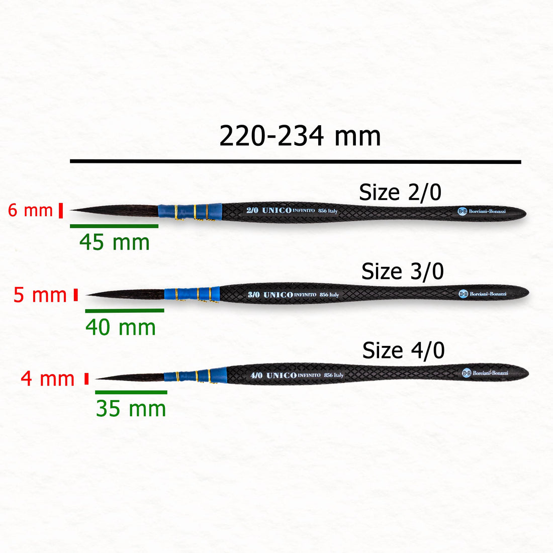Unico Infinito - Liner extra long - Borciani Bonazzi - Synthetisch aquarelpenseel