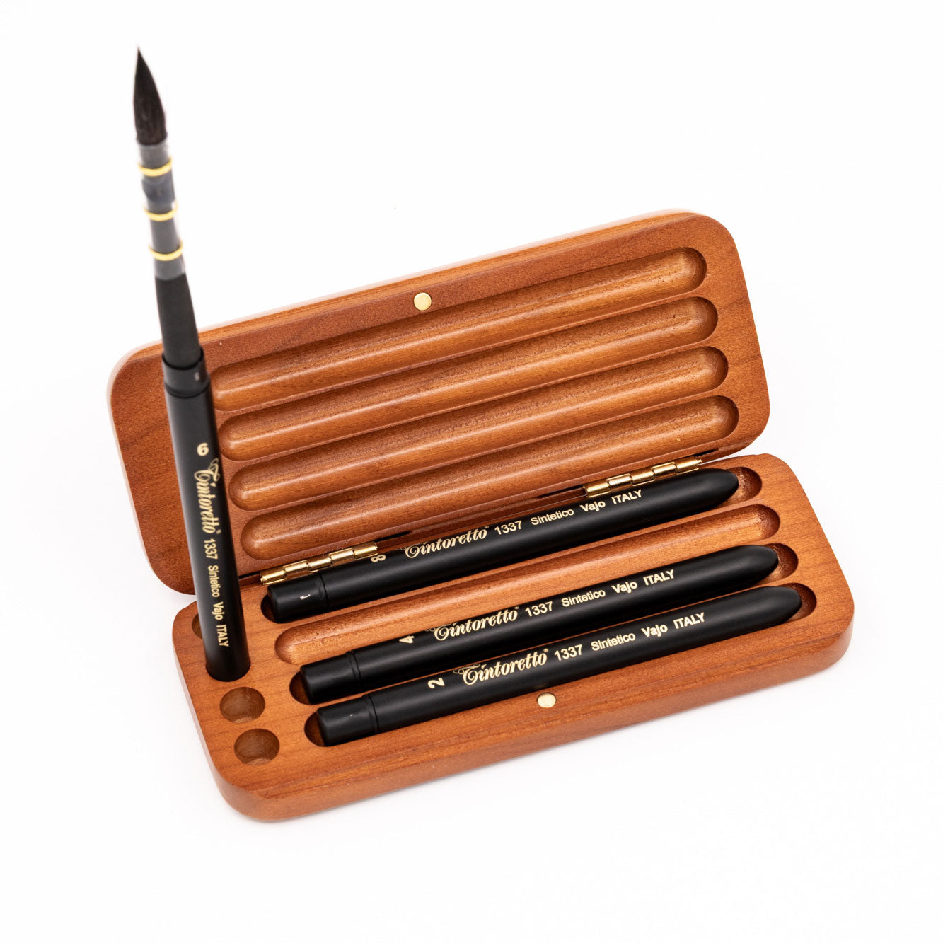 4 Pinceaux de voyage dans un étui de poche en bois - Vajo - Tintoretto (553) 