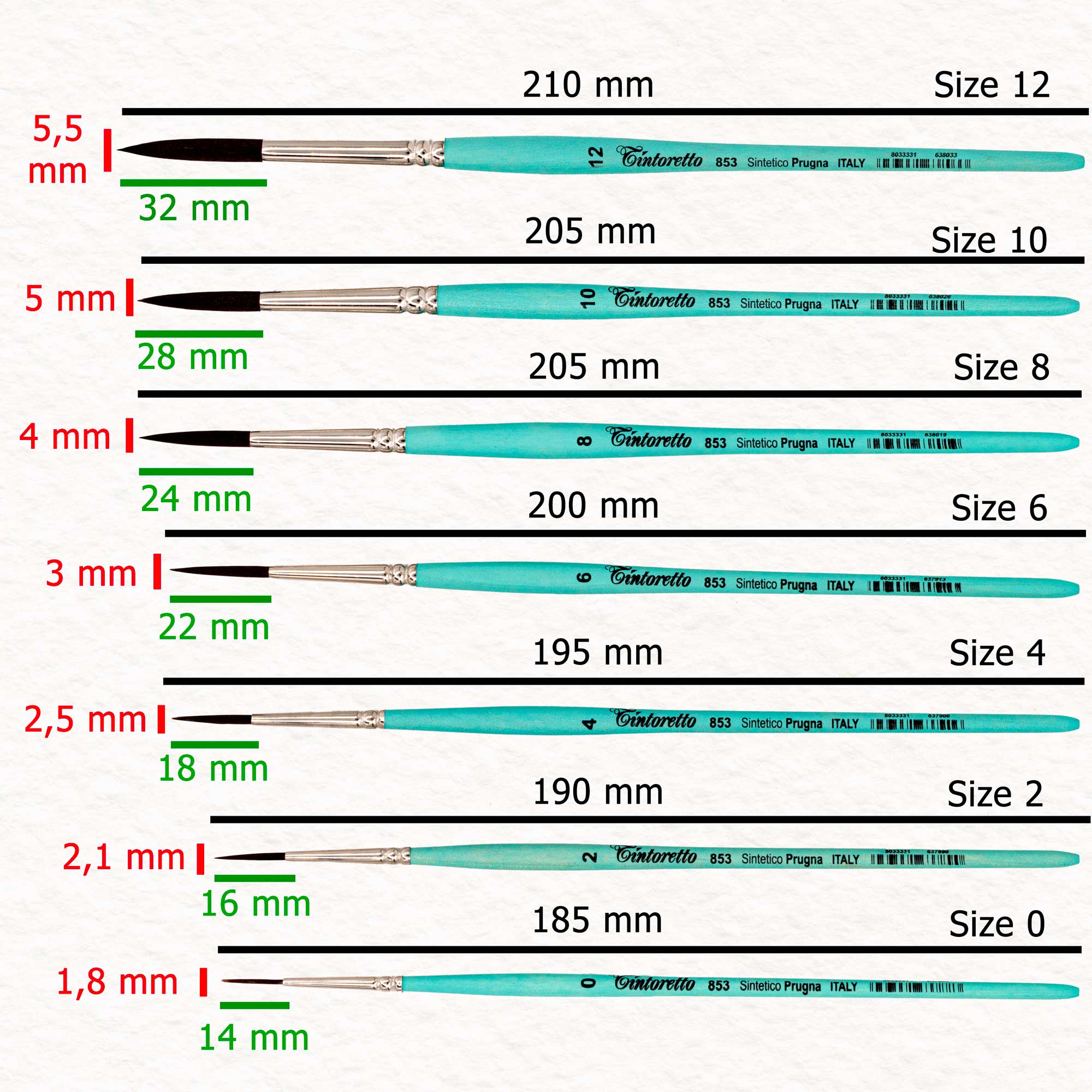 Prugna (series 853) - Tintoretto - Synthetic watercolor brush